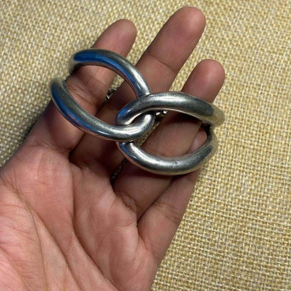 Chunky Silver-Tone Toggle Chain Bracelet